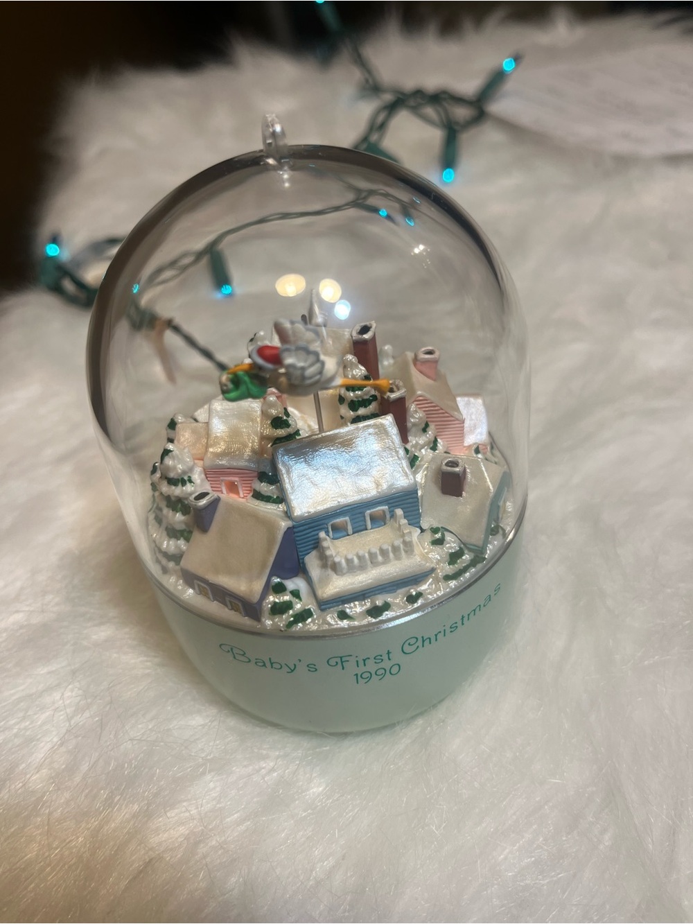 Vtg 1990 Hallmark Baby’s First Christmas Stork Village